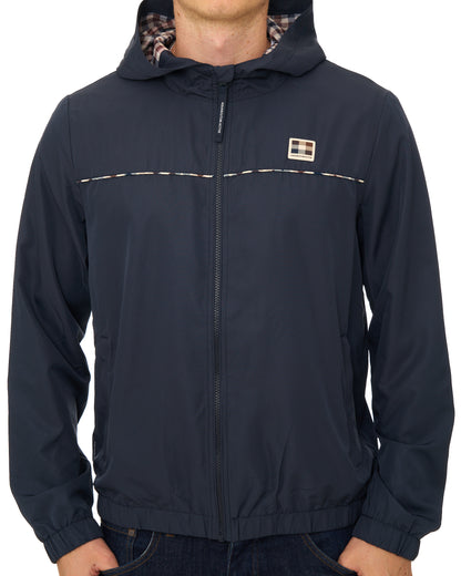 Aquascutum Diamond Wave Badge Hooded Jacket Navy