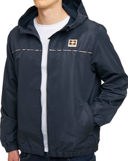 Aquascutum Diamond Wave Badge Hooded Jacket Navy