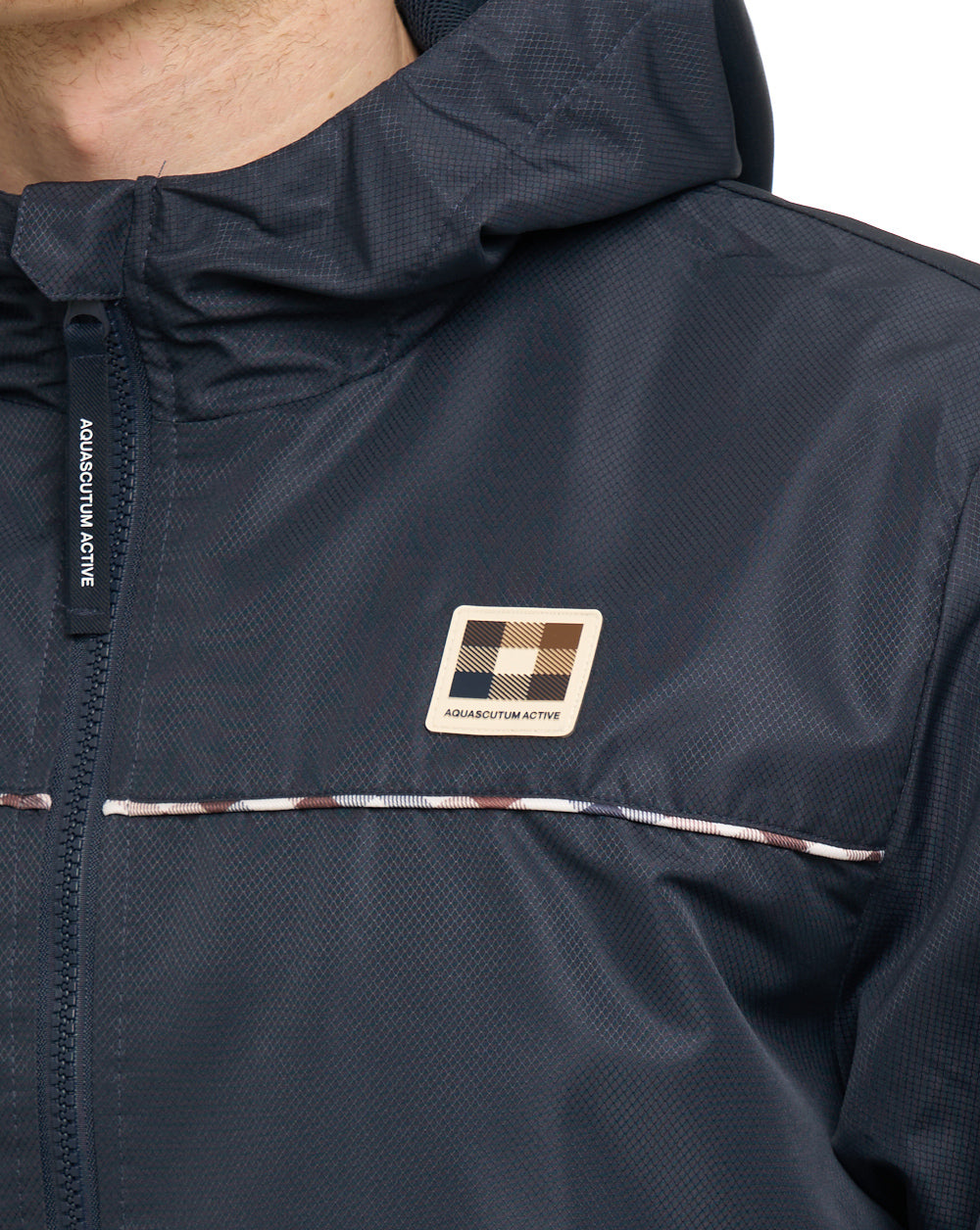 Aquascutum Diamond Wave Badge Hooded Jacket Navy