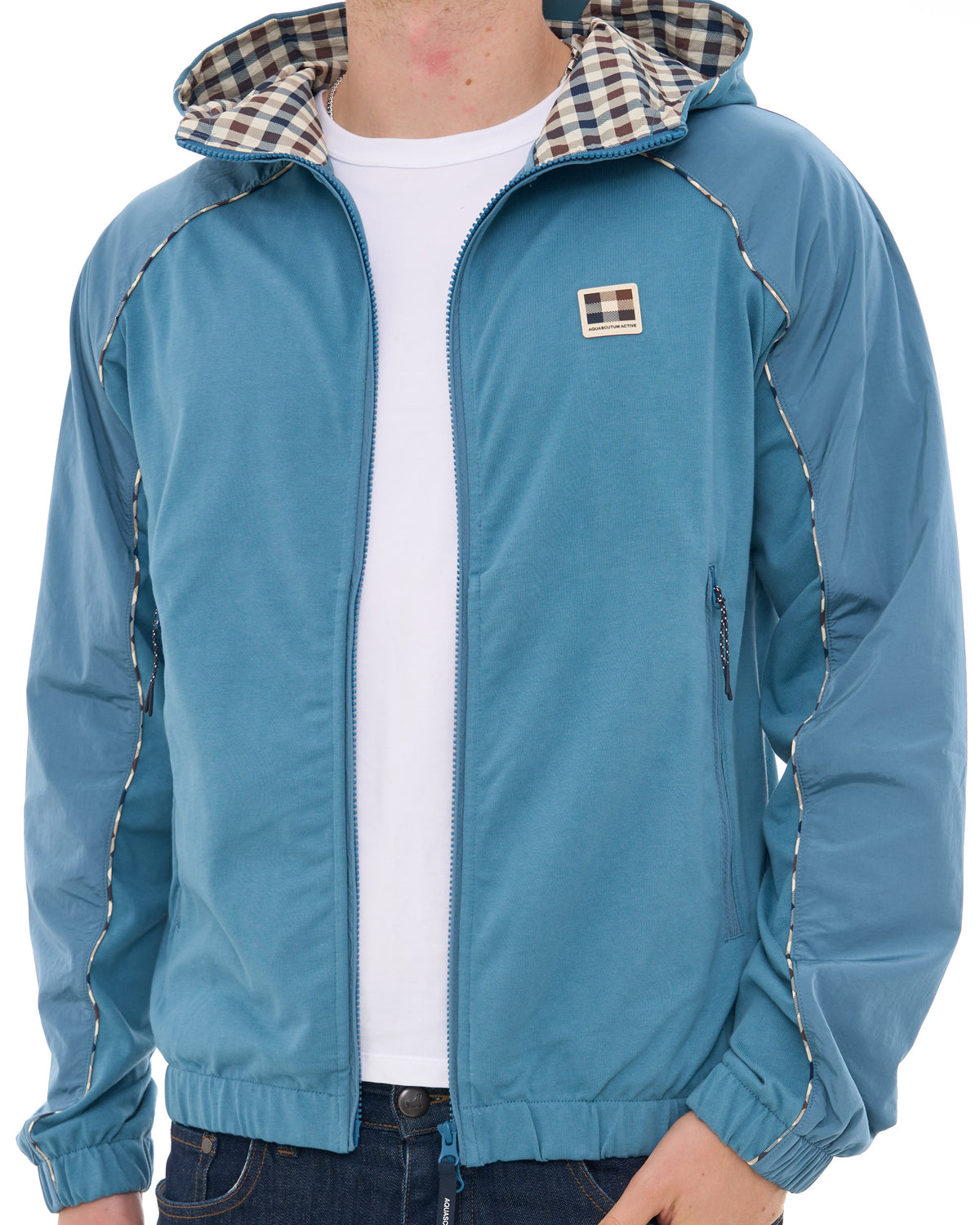 Aquascutum Hooded Tech Sweat Jacket Blue