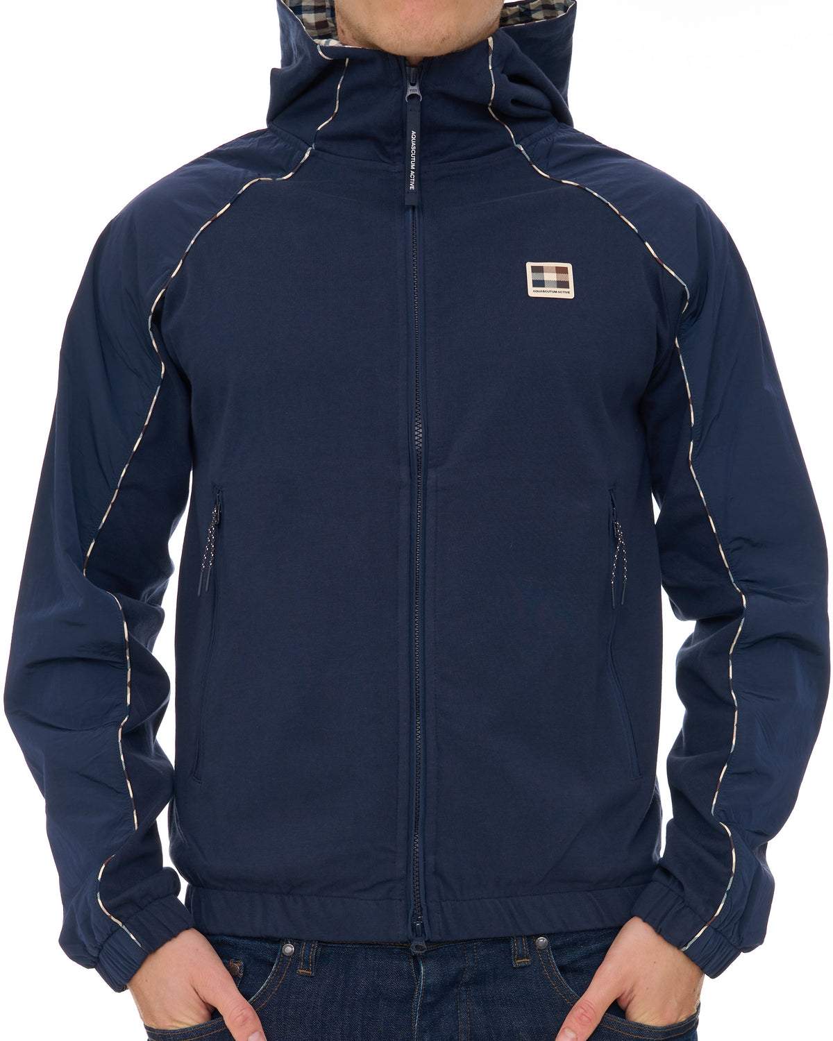 Aquascutum Hooded Tech Sweat Jacket Navy