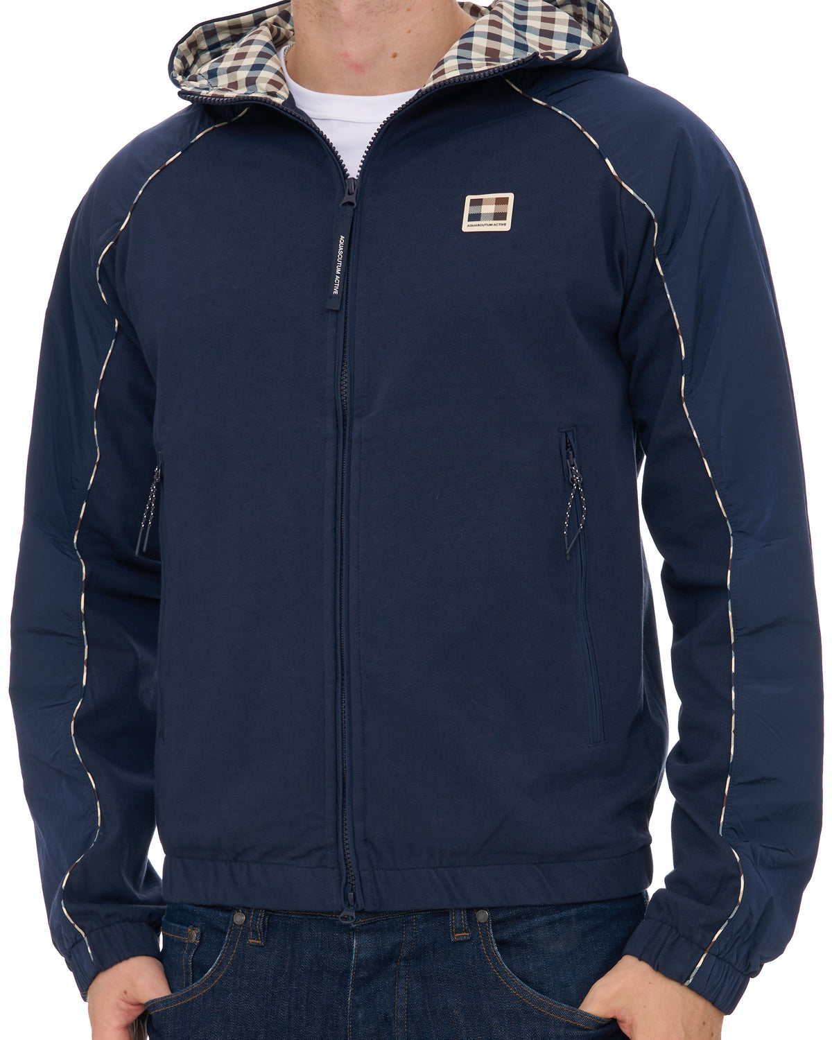 Aquascutum Hooded Tech Sweat Jacket Navy