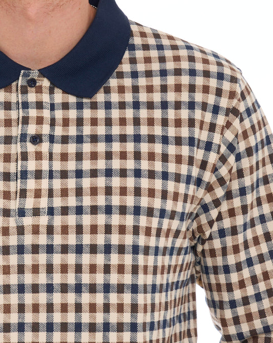 Aquascutum Aquascutum Iconic Club Check LS Polo Navy