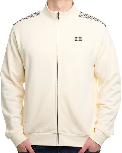Aquascutum Lamina Club Check Detail Track Top Old White