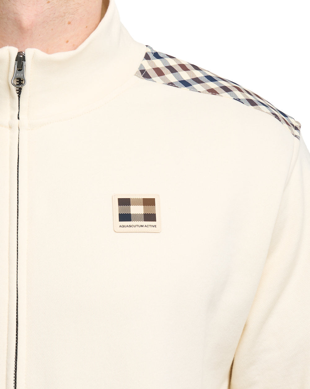 Aquascutum Lamina Club Check Detail Track Top Old White