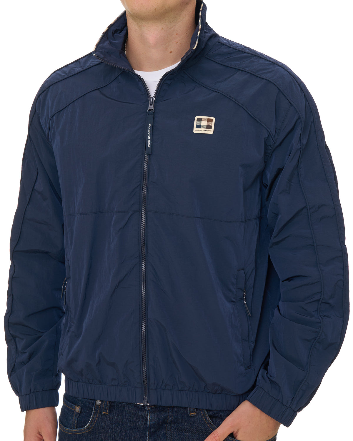 Aquascutum Lightweight Check Trim Jacket Navy