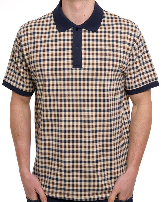 Aquascutum Pique Club Check Polo Navy