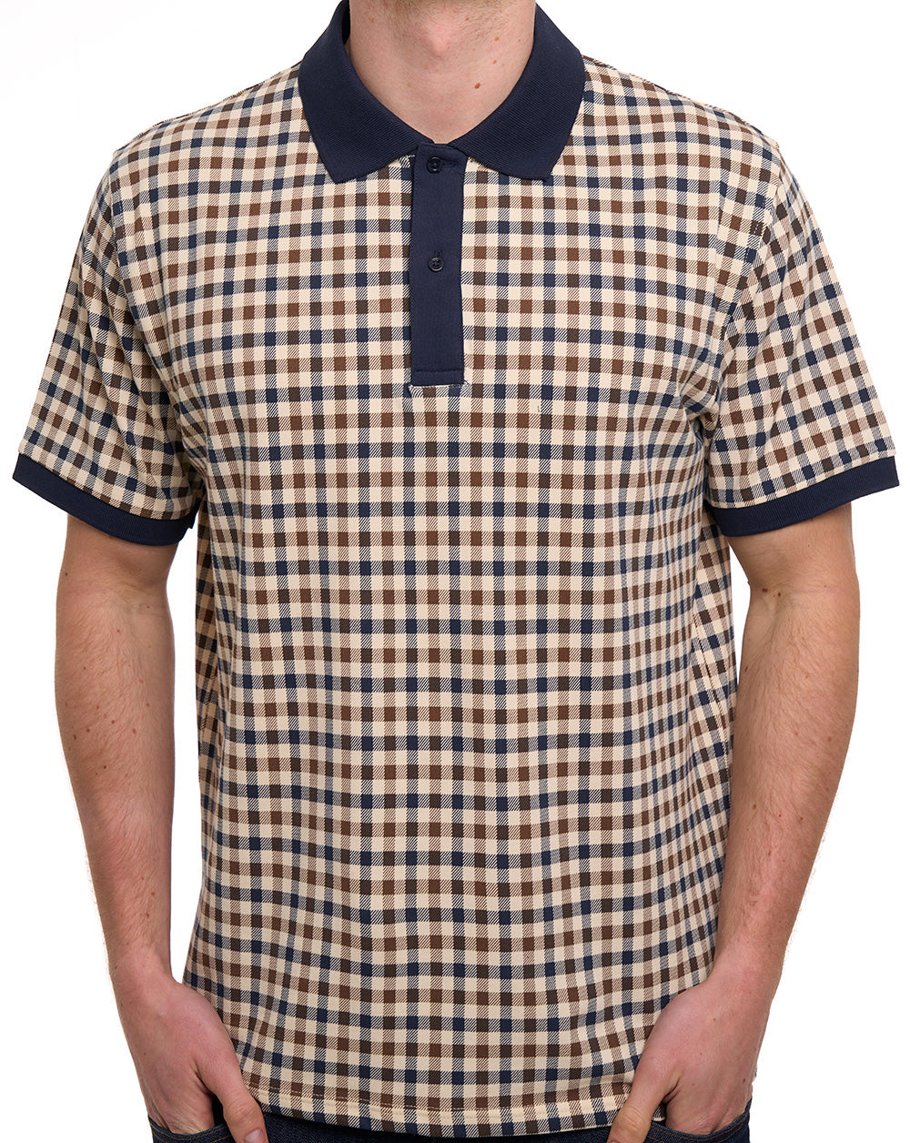 Aquascutum Pique Club Check Polo Navy