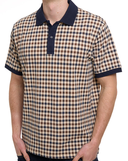 Aquascutum Pique Club Check Polo Navy