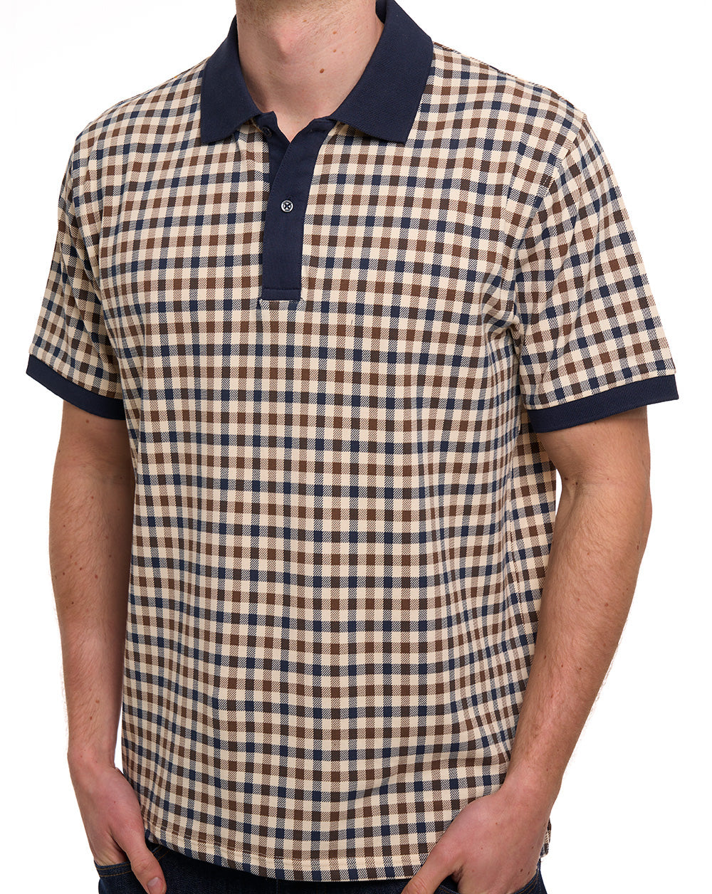 Aquascutum Pique Club Check Polo Navy