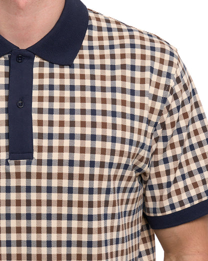 Aquascutum Pique Club Check Polo Navy