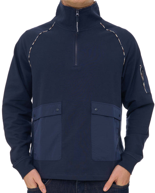 Aquascutum Aquascutum Qtr Zip Stretch Fleece Sweat Navy