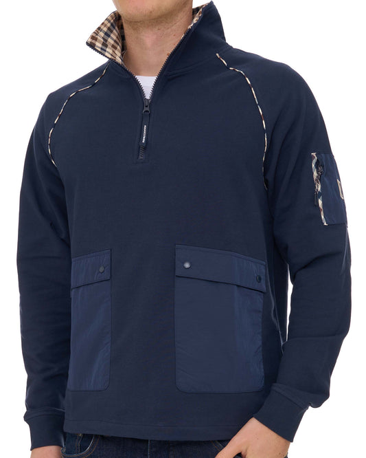 Aquascutum Aquascutum Qtr Zip Stretch Fleece Sweat Navy