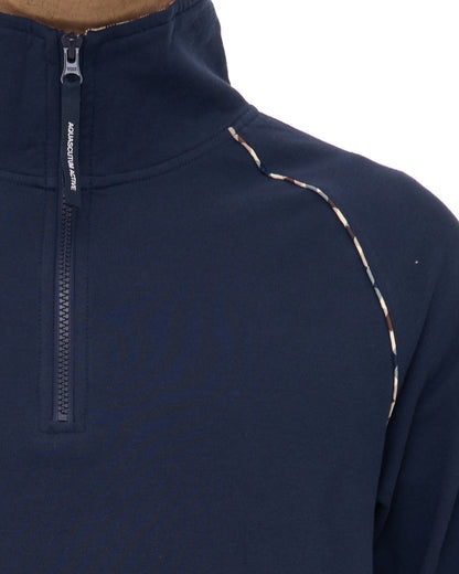 Aquascutum Qtr Zip Stretch Fleece Sweat Navy