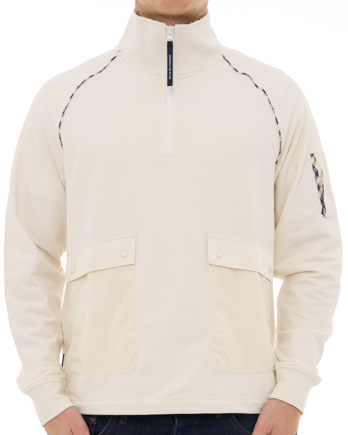 Aquascutum Qtr Zip Stretch Fleece Sweat Off White