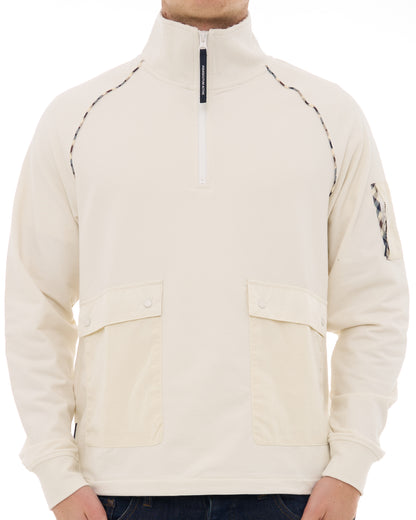 Aquascutum Qtr Zip Stretch Fleece Sweat Off White