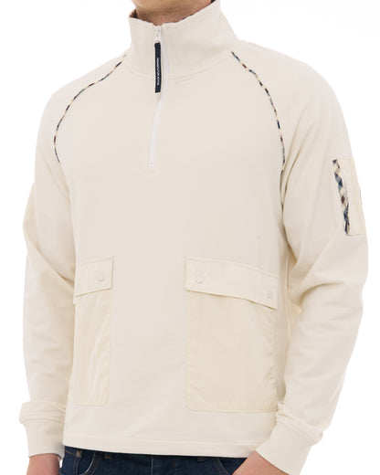 Aquascutum Qtr Zip Stretch Fleece Sweat Off White
