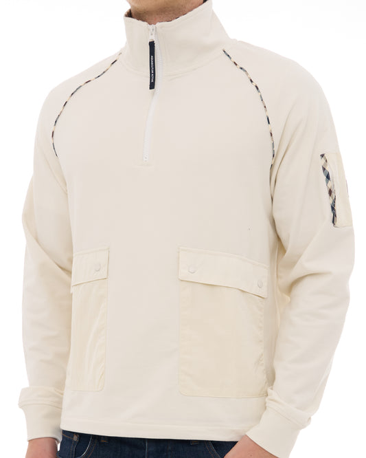 Aquascutum Aquascutum Qtr Zip Stretch Fleece Sweat Off White
