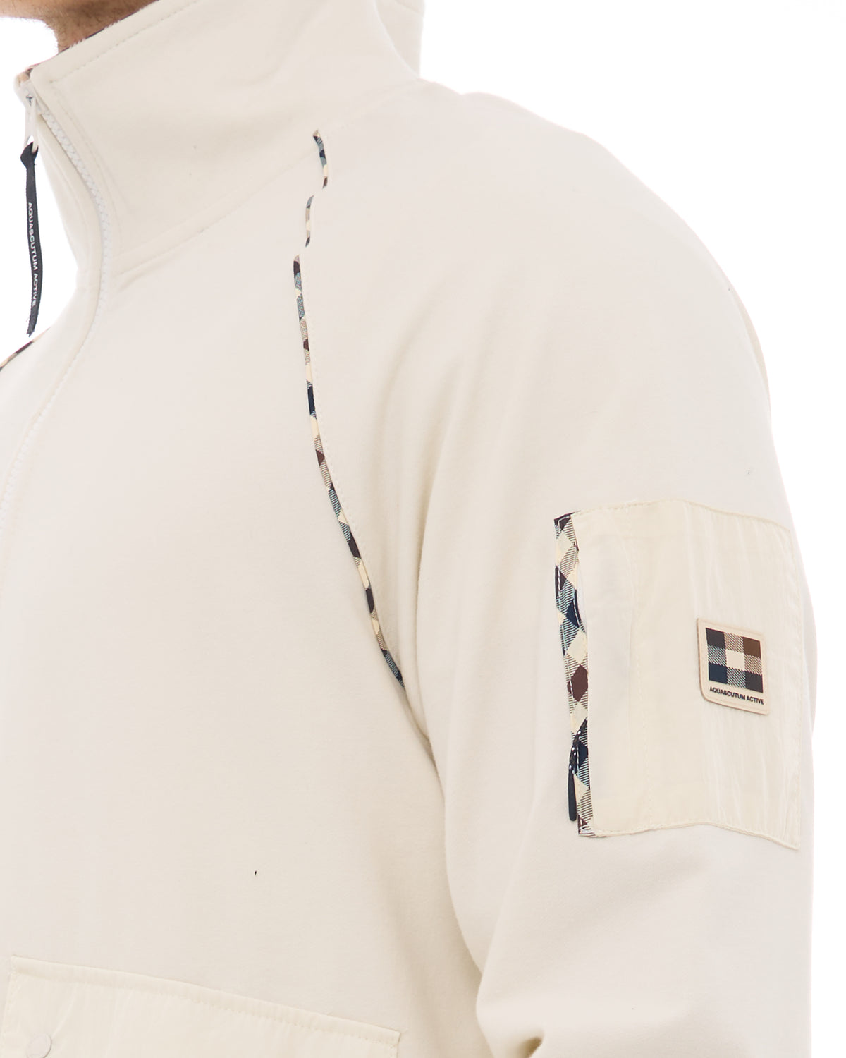 Aquascutum Qtr Zip Stretch Fleece Sweat Off White