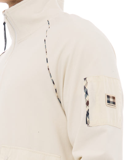 Aquascutum Qtr Zip Stretch Fleece Sweat Off White