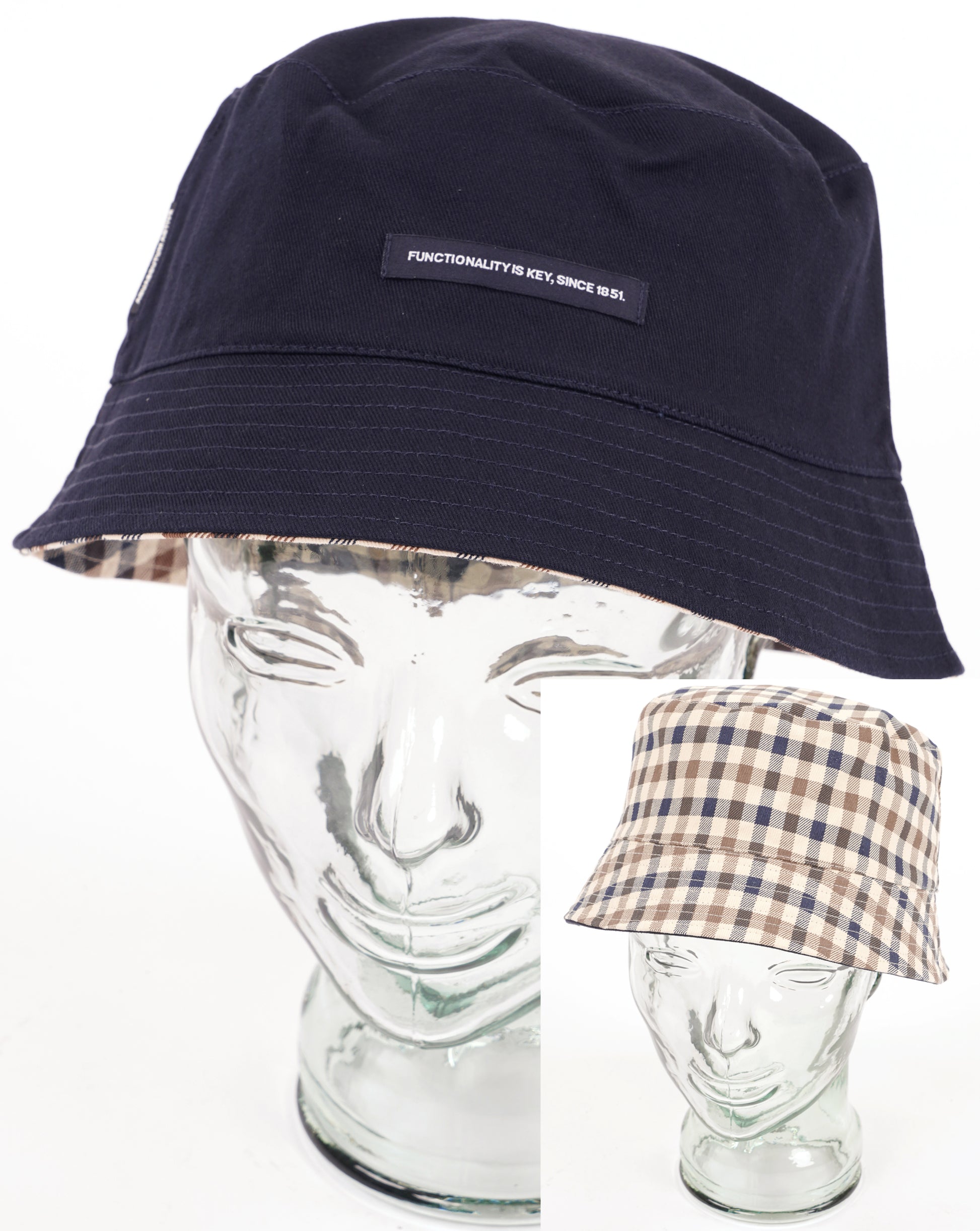 Aquascutum Reversible Bucket Hat Navy