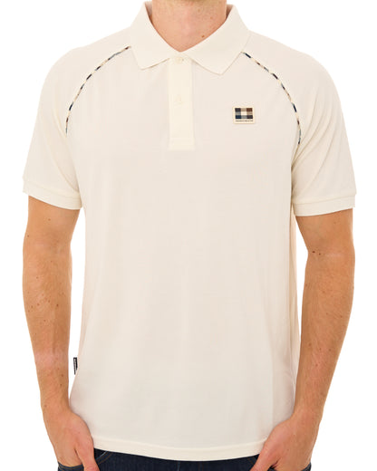 Aquascutum Stretch Pique Piping Polo Off White Ice