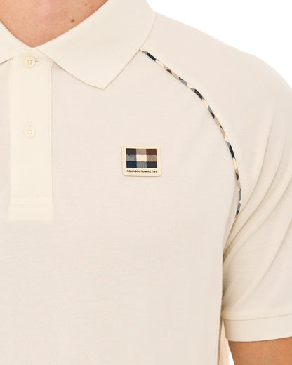 Aquascutum Stretch Pique Piping Polo Off White Ice