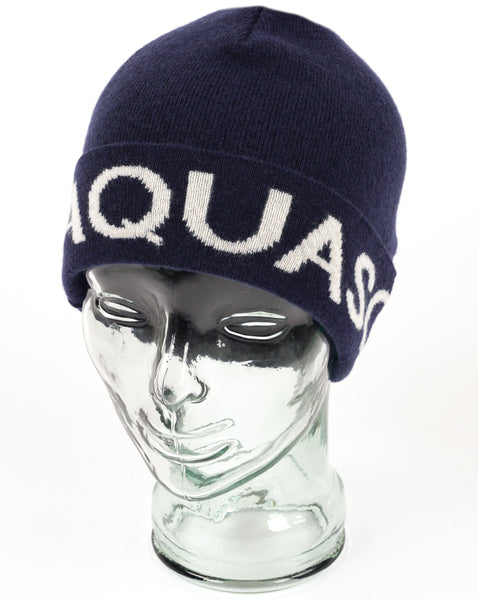 Aquascutum Wool Logo Beanie Navy