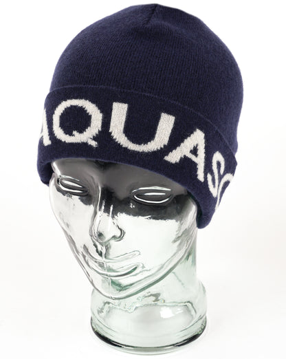 Aquascutum Wool Logo Beanie Navy
