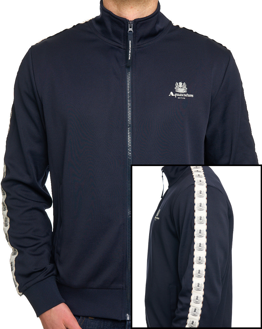 Aquascutum Crest Tape Track Top Navy