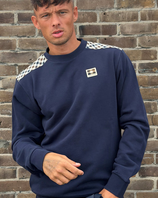 Aquascutum Lamina Crew Sweatshirt Navy