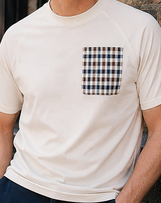 Aquascutum Aquascutum Raglan Pocket T-Shirt Off White