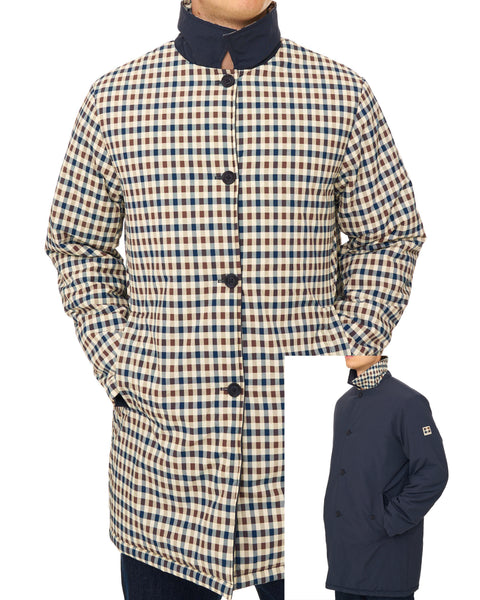 Aquascutum Reversible Padded  Trench Navy/Club Check