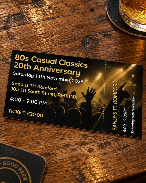 80s Casual Classics 20th Anniversary Ticket