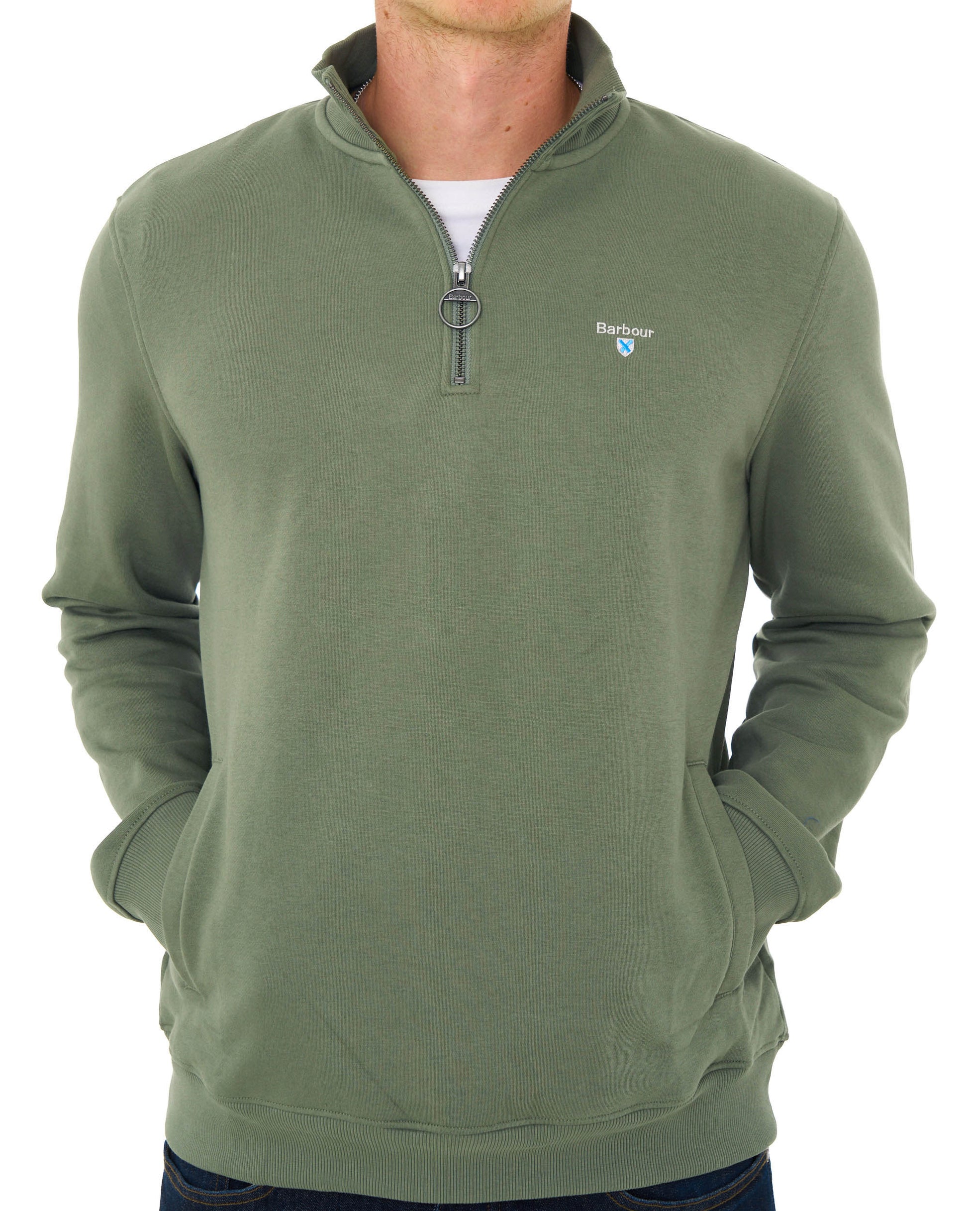Barbour Desmond Half Zip Sweat Agave Green