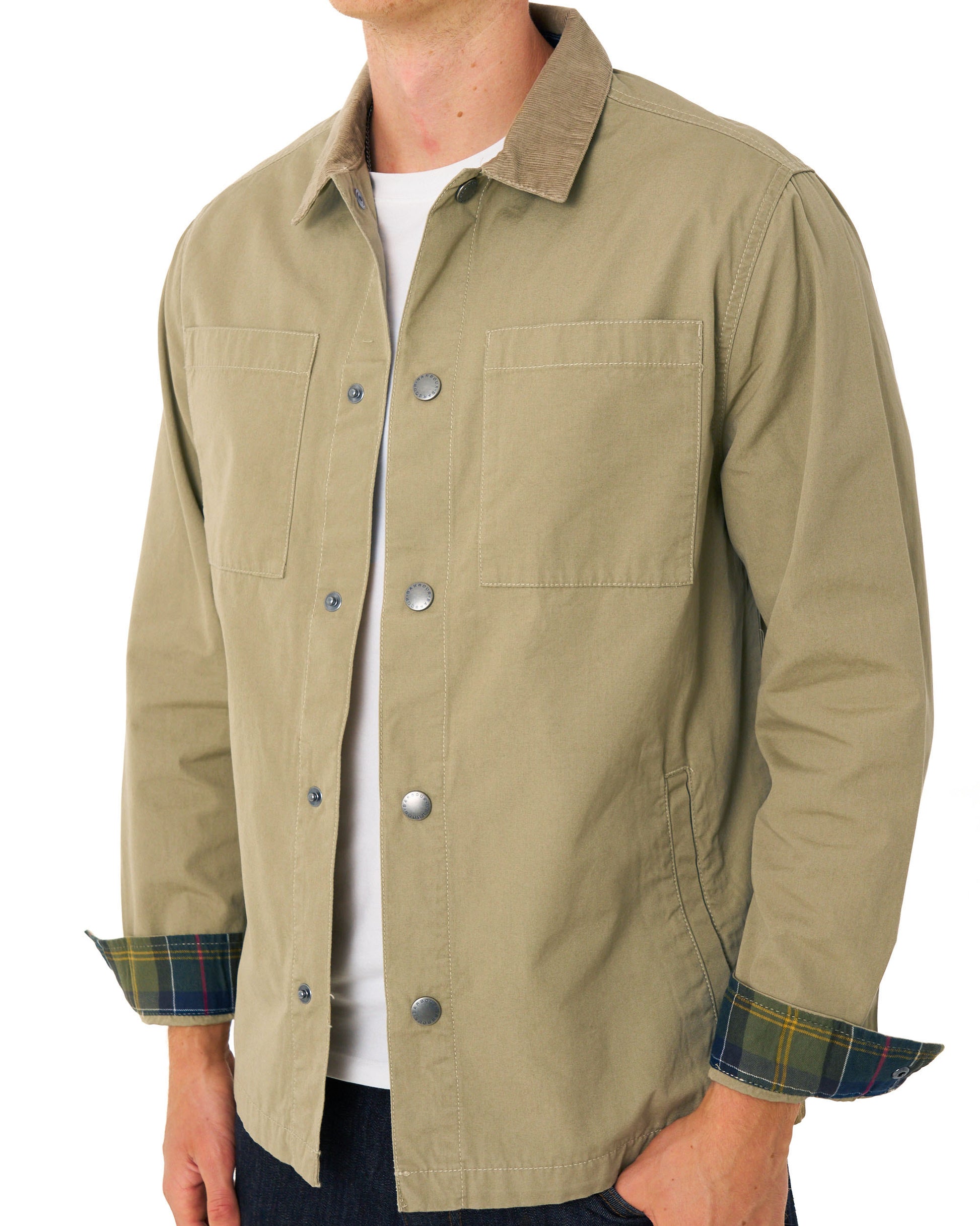 Barbour Cord Collar Twill Overshirt Washed Stone