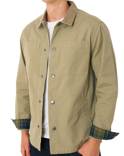Barbour Cord Collar Twill Overshirt Washed Stone