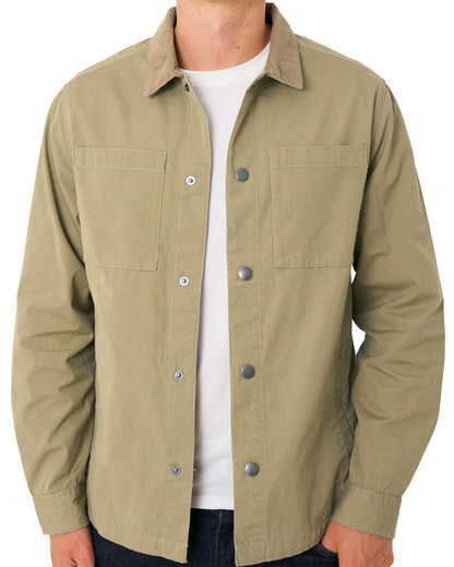 Barbour Cord Collar Twill Overshirt Washed Stone