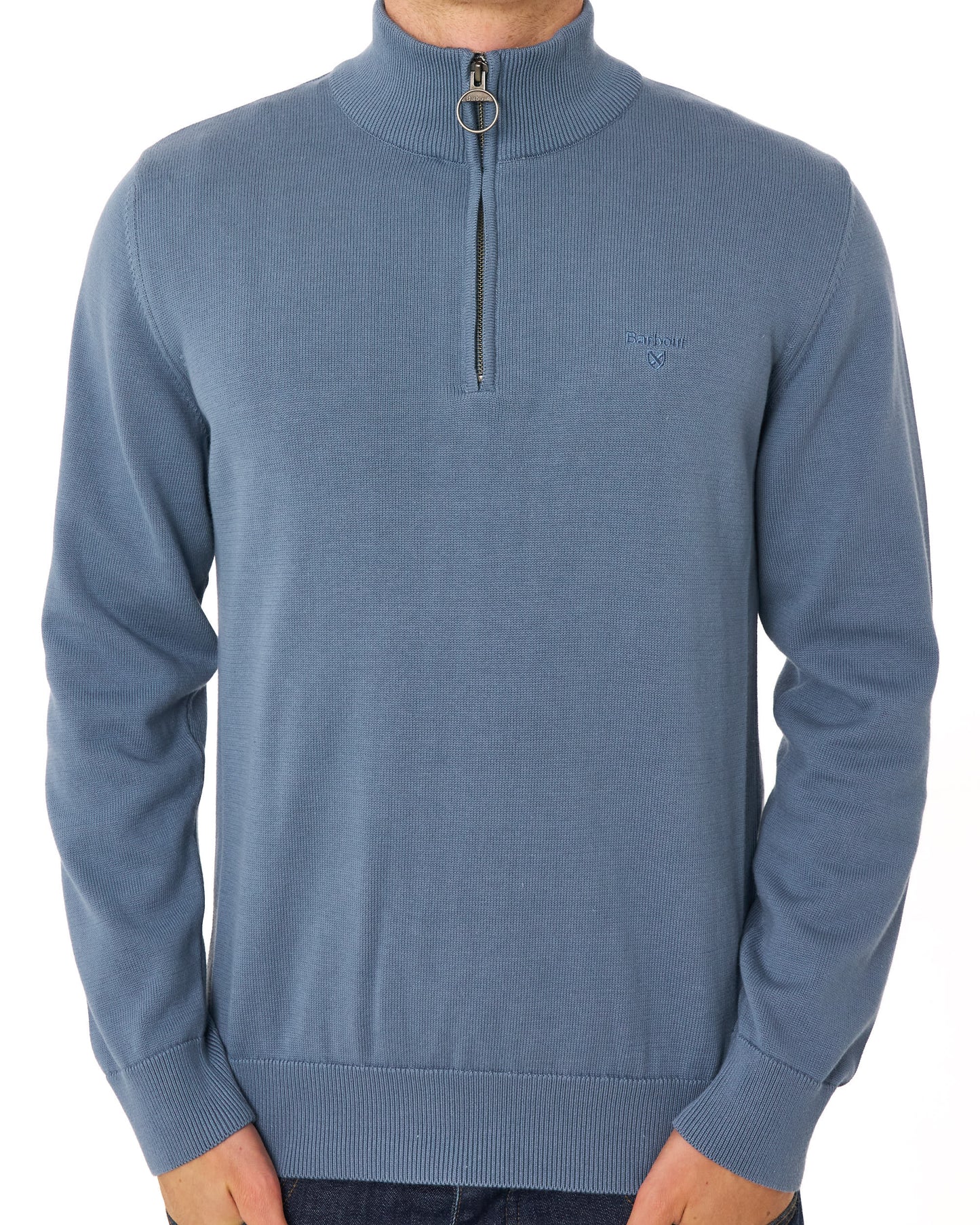 Barbour Cotton Half Zip Knit Tarn Blue