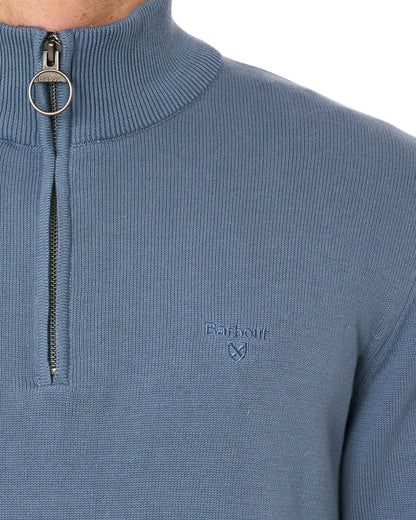 Barbour Cotton Half Zip Knit Tarn Blue