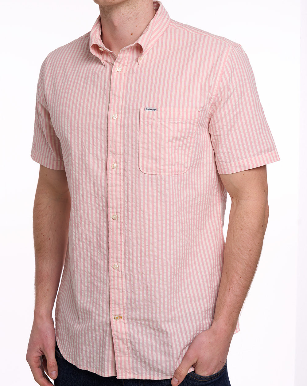 Barbour Cresswell Seersucker SS Shirt Mineral Pink
