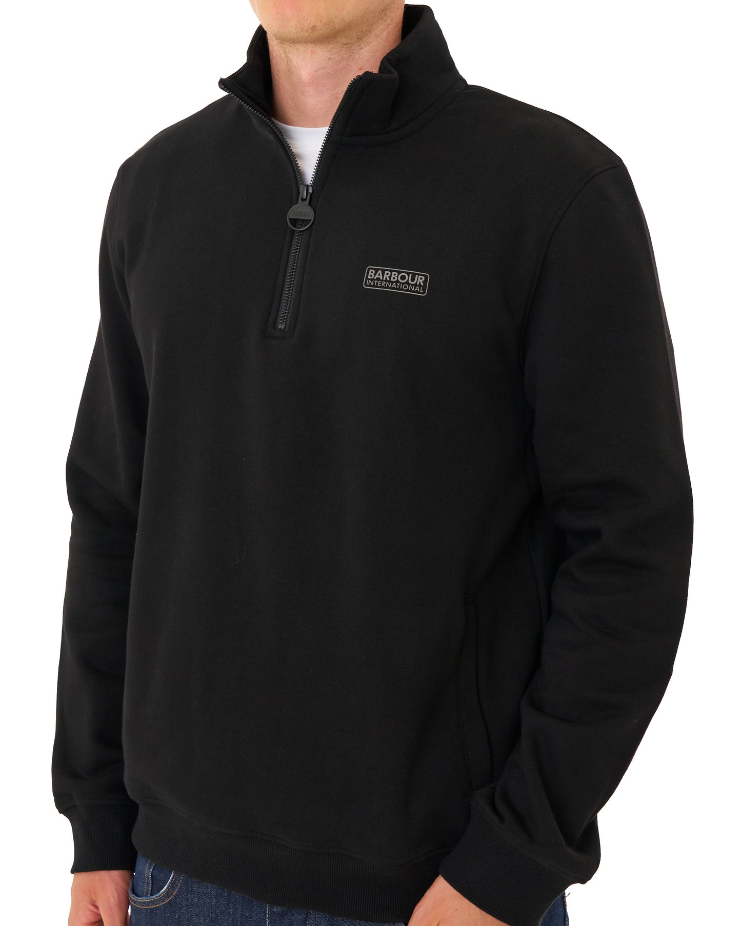 Barbour International Essential Half Zip Sweat Black/Pewter