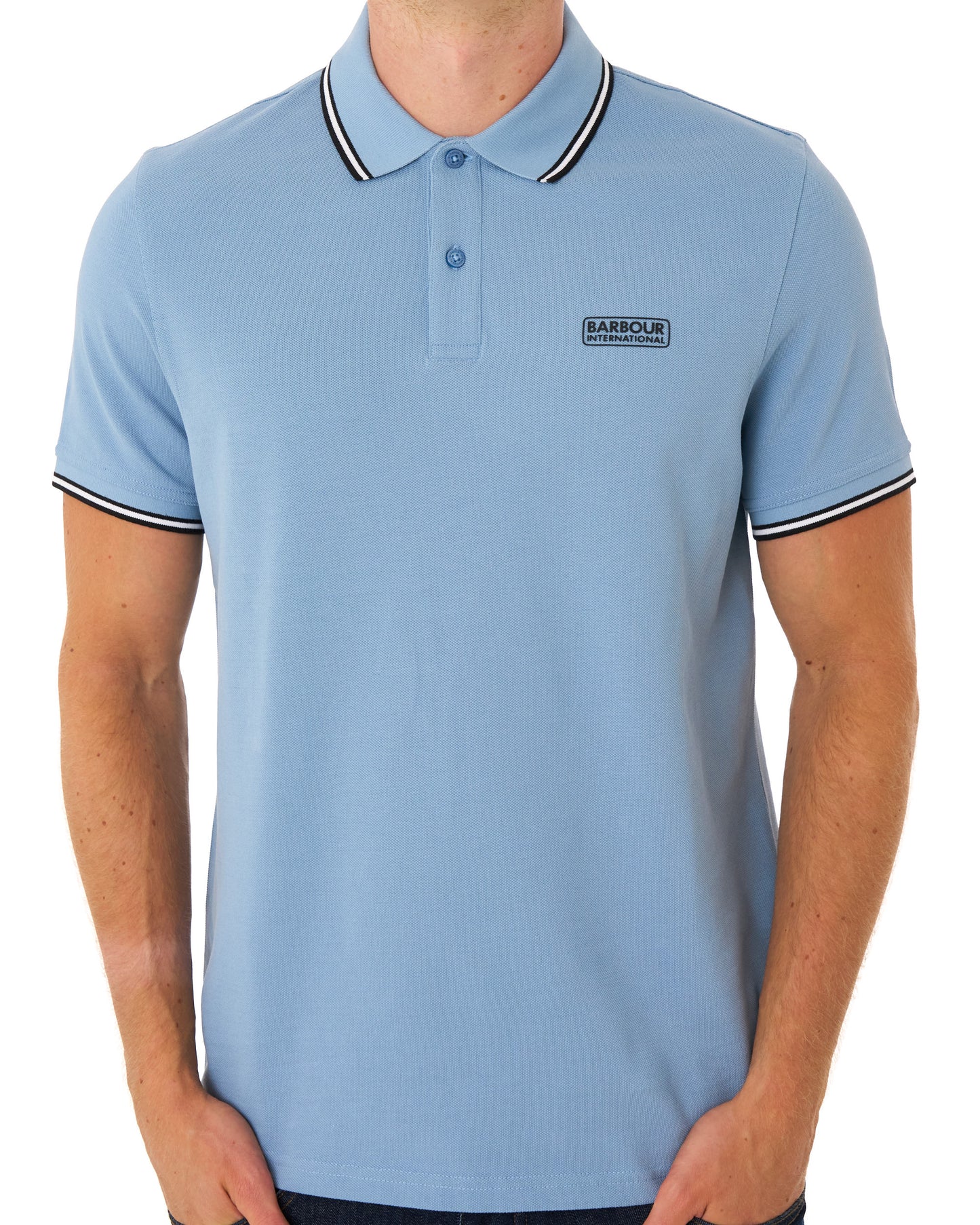 Barbour International Evan Tipped Polo Shirt Powder Blue