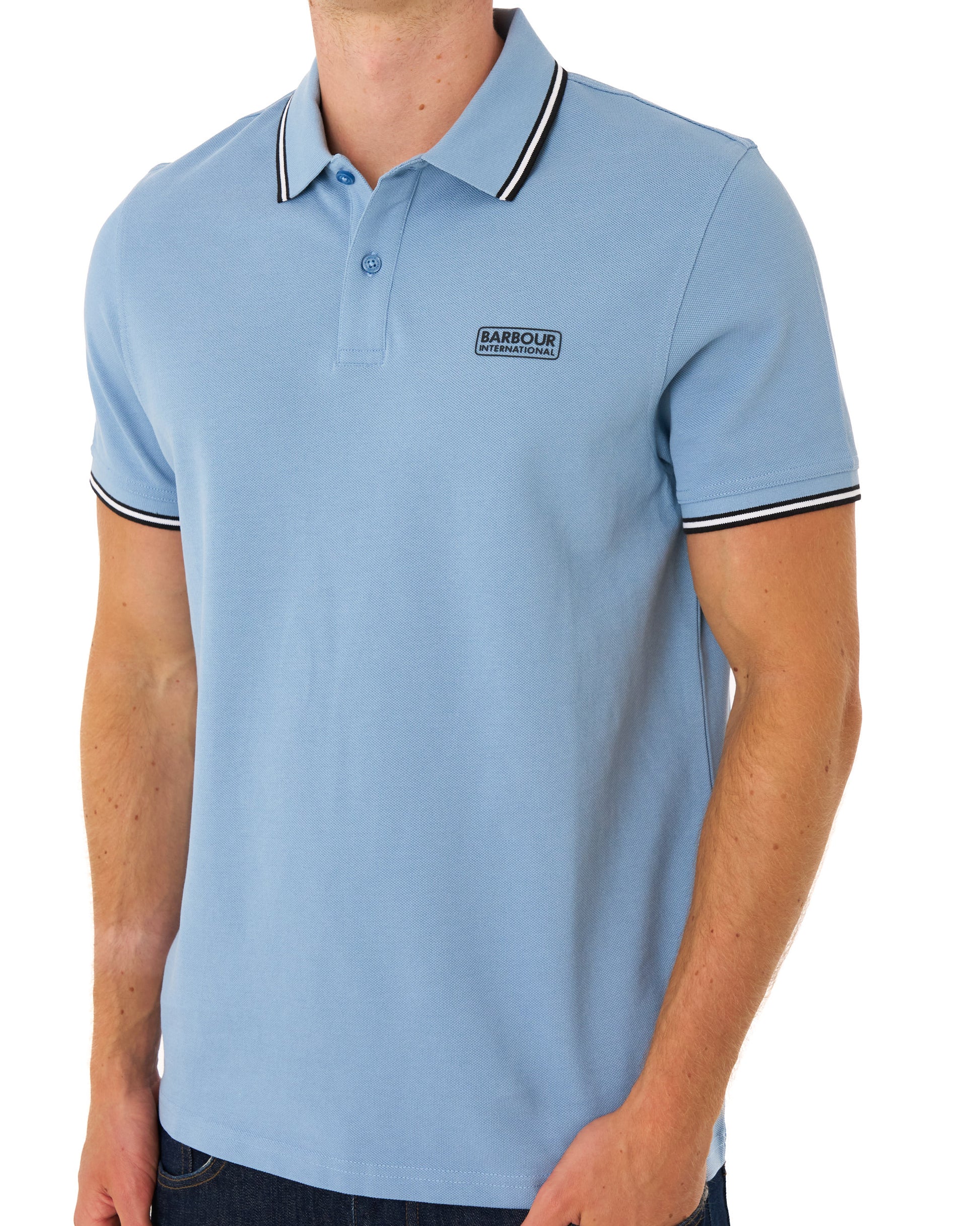 Barbour International Evan Tipped Polo Shirt Powder Blue