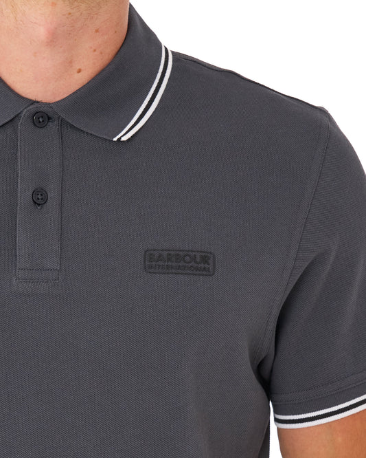 Barbour International Barbour International Evan Tipped Polo Shirt Solid Asphalt