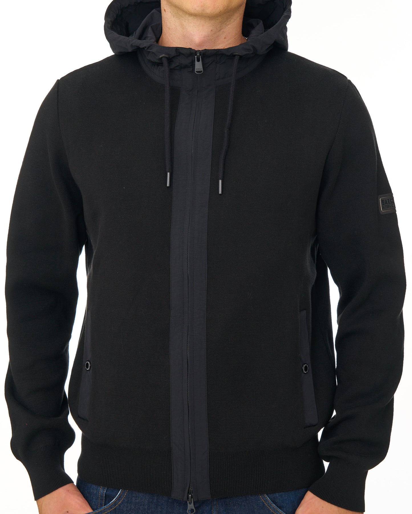 Barbour International Inline Knit Hoodie Black