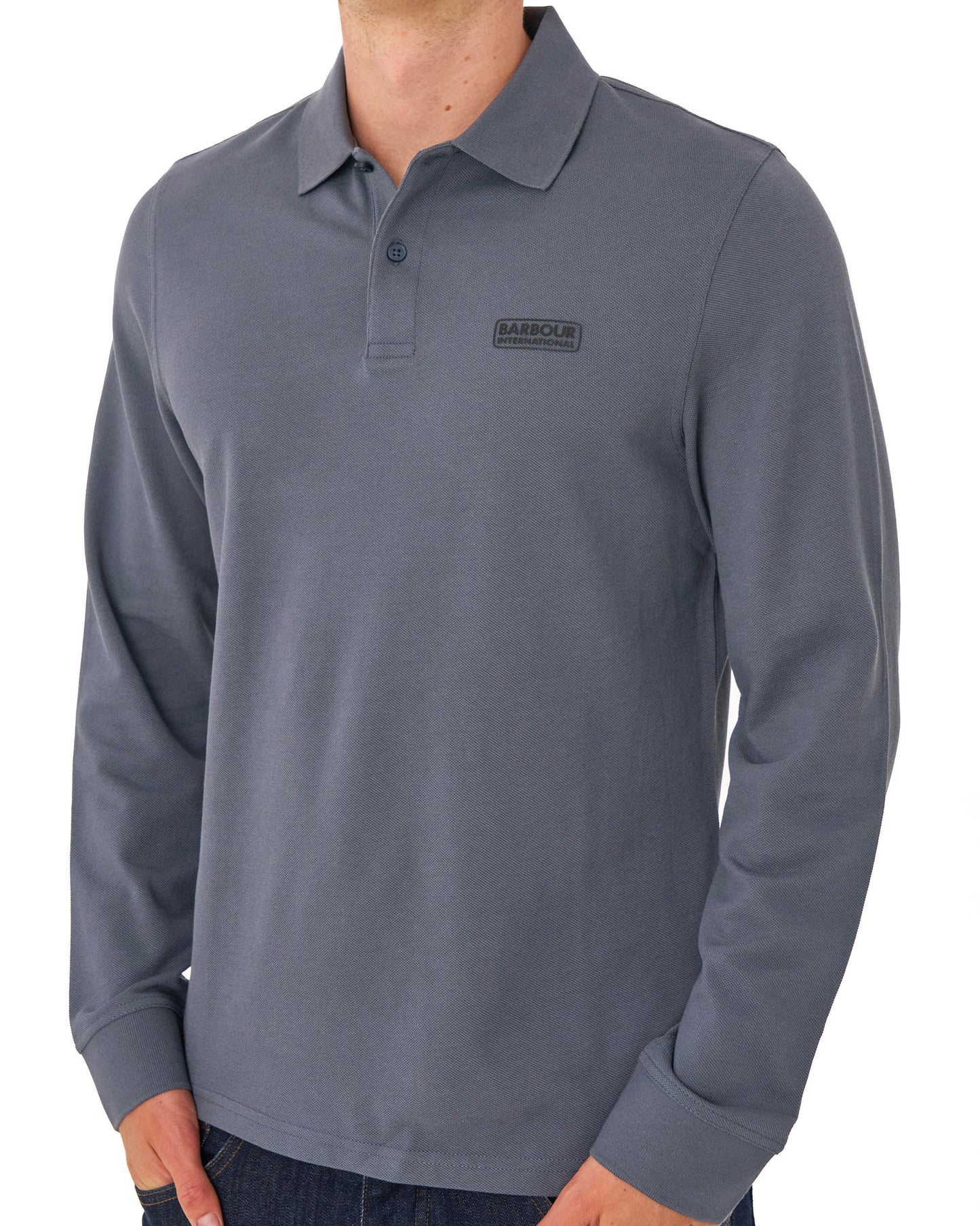 Barbour International Long Sleeve Polo Washed Charcoal
