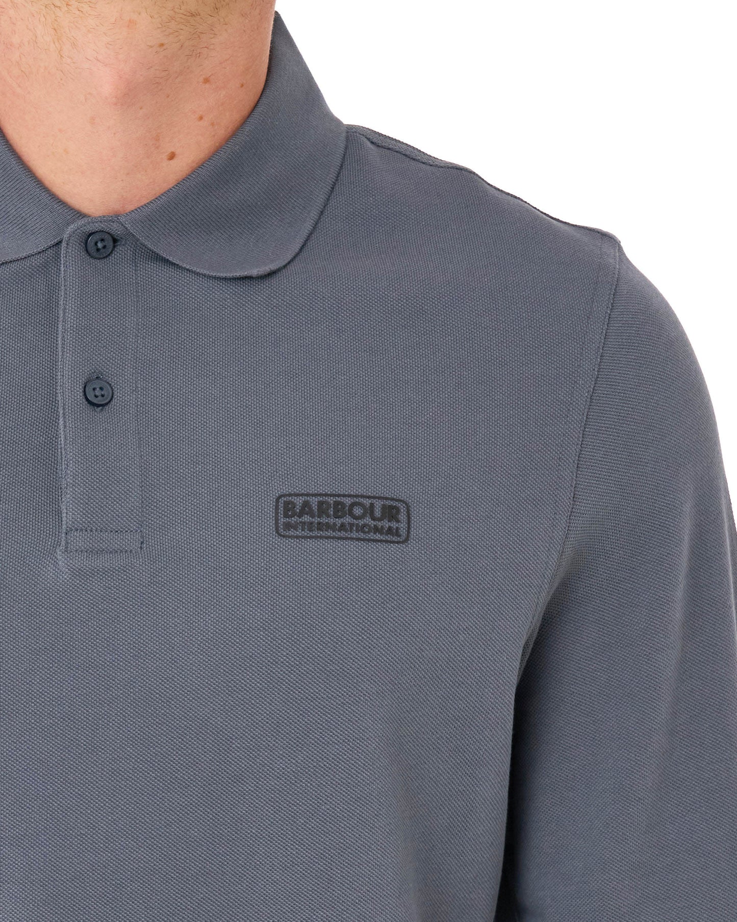 Barbour International Long Sleeve Polo Washed Charcoal