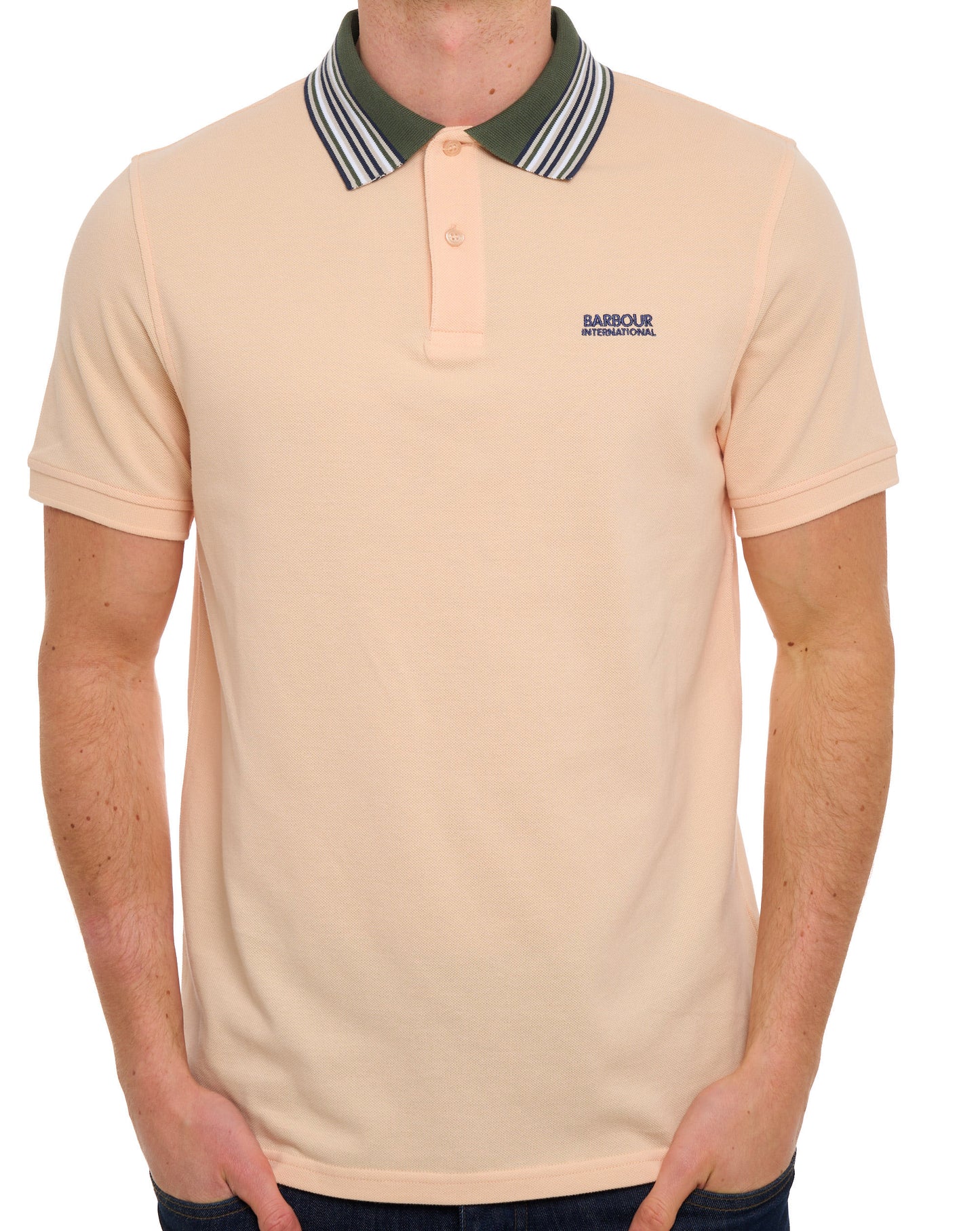 Barbour International Neville Tipped Polo Shirt Bleached Apricot