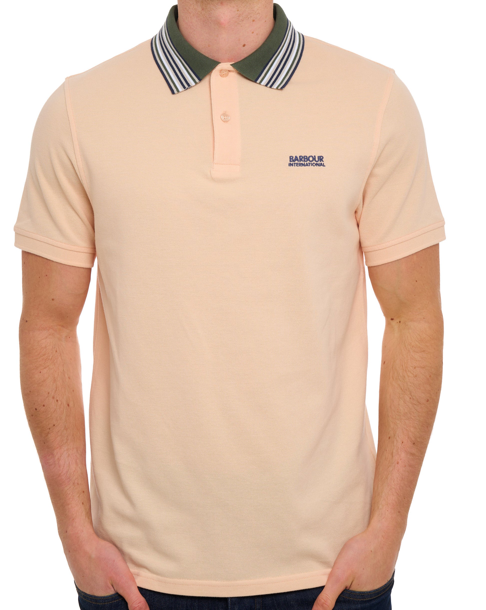 Barbour International Barbour International Neville Tipped Polo Shirt Bleached Apricot